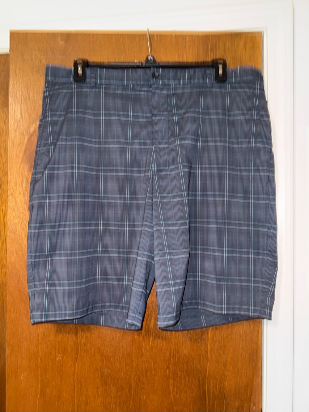 Slazenger Blue Plaid Flat-Front Golf Shorts